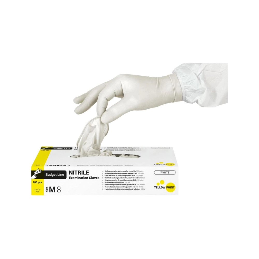 Yellow Point Budget Line Nitrile non poudrés blanc medium 100 pcss