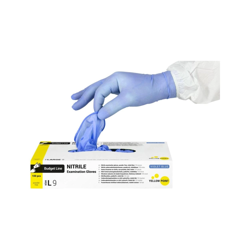 Yellow Point Budget Line Nitrile non poudrés bleu large 100 pcss