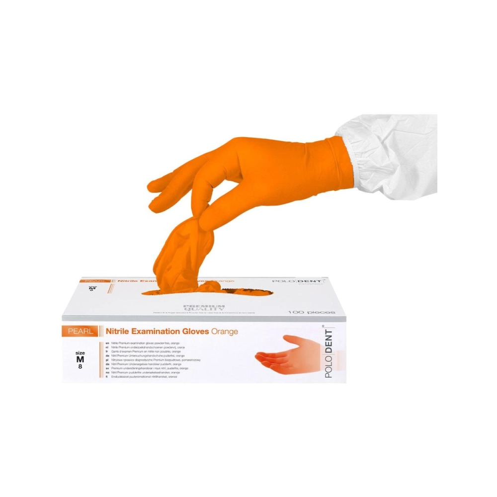 PoloDent Pearl nitrile non poudrés orange medium 100 pcs