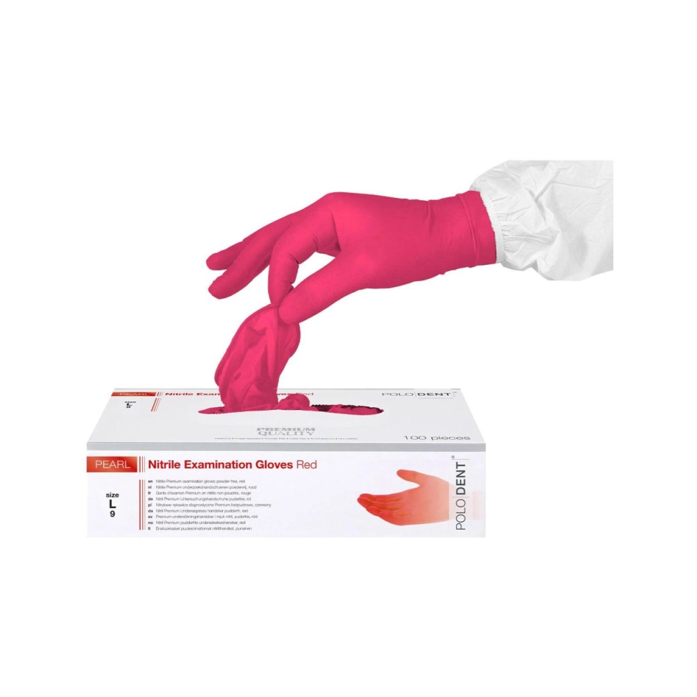 PoloDent Pearl nitrile non poudrés rouge large 100 pcs