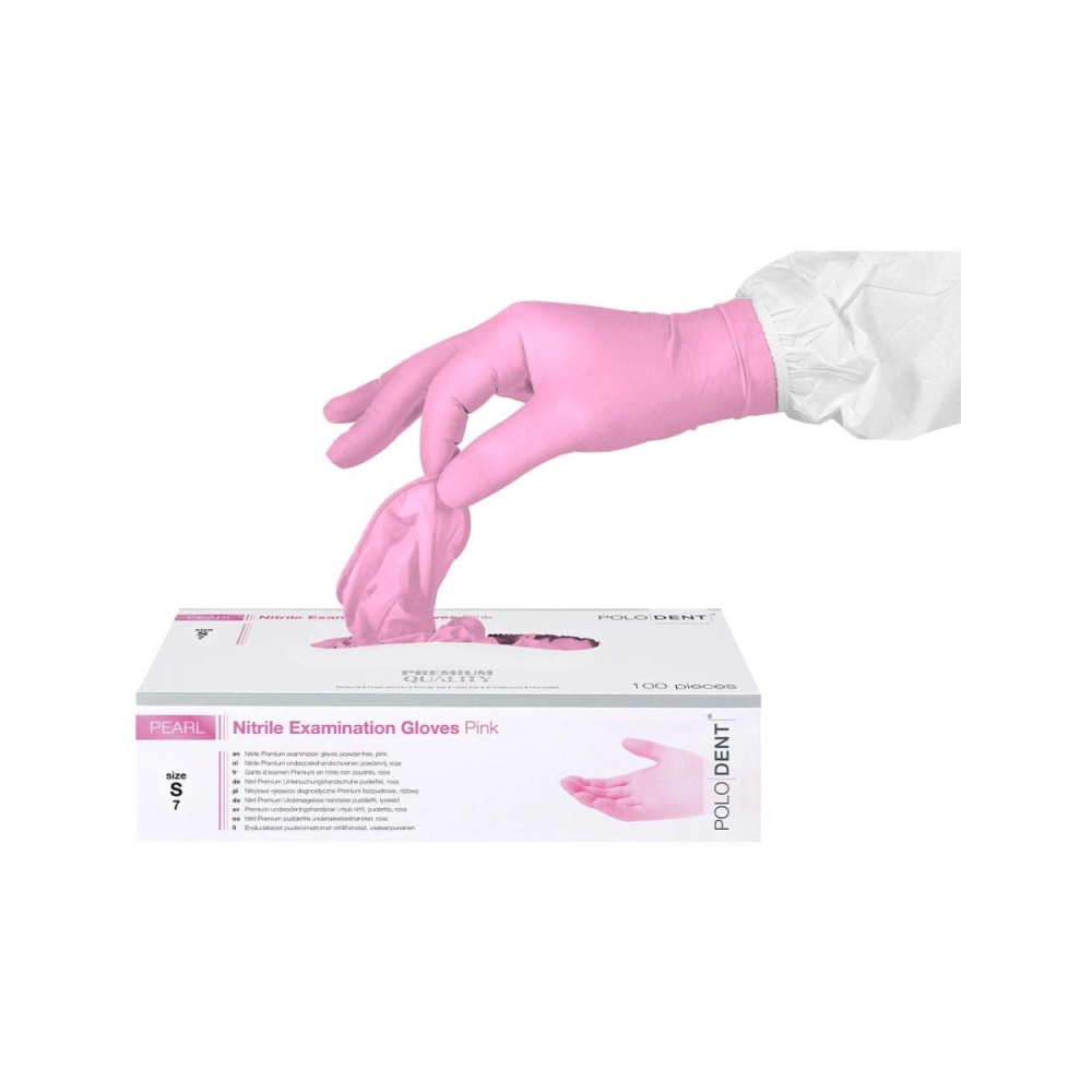 PoloDent Pearl nitrile non poudrés rose small 100 pcs