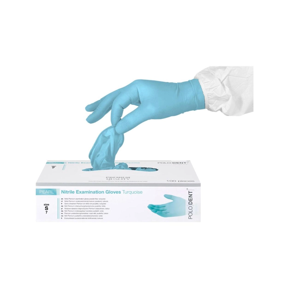 PoloDent Pearl nitrile non poudrés turquoise small 100 pcs