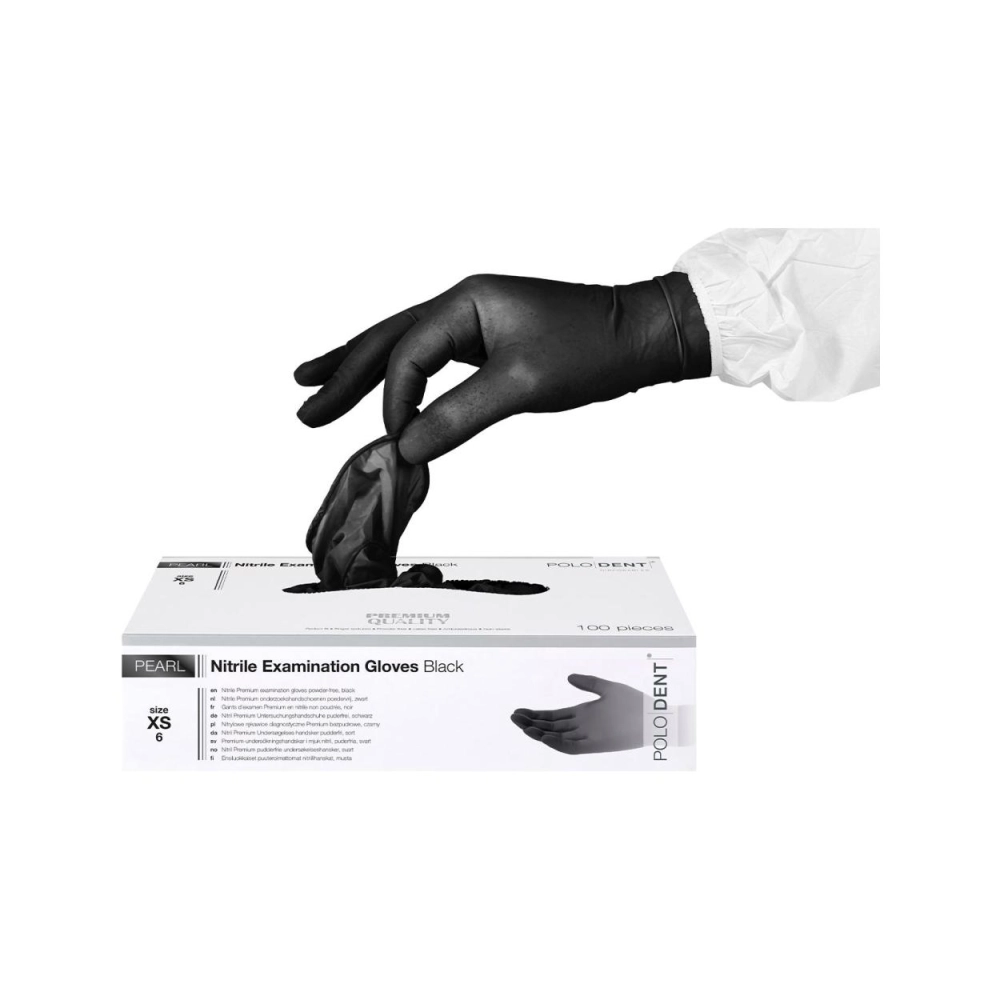 PoloDent Pearl nitrile non poudrés noir x-small 100 pcs