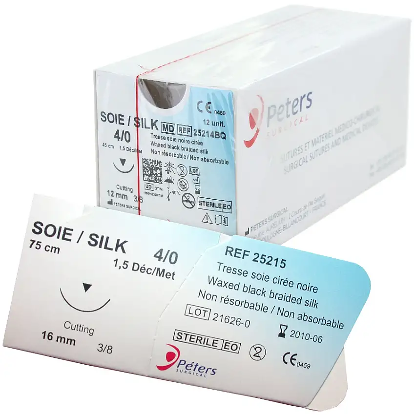 Fil de suture, sutures chirurgicales stériles Soie Noire