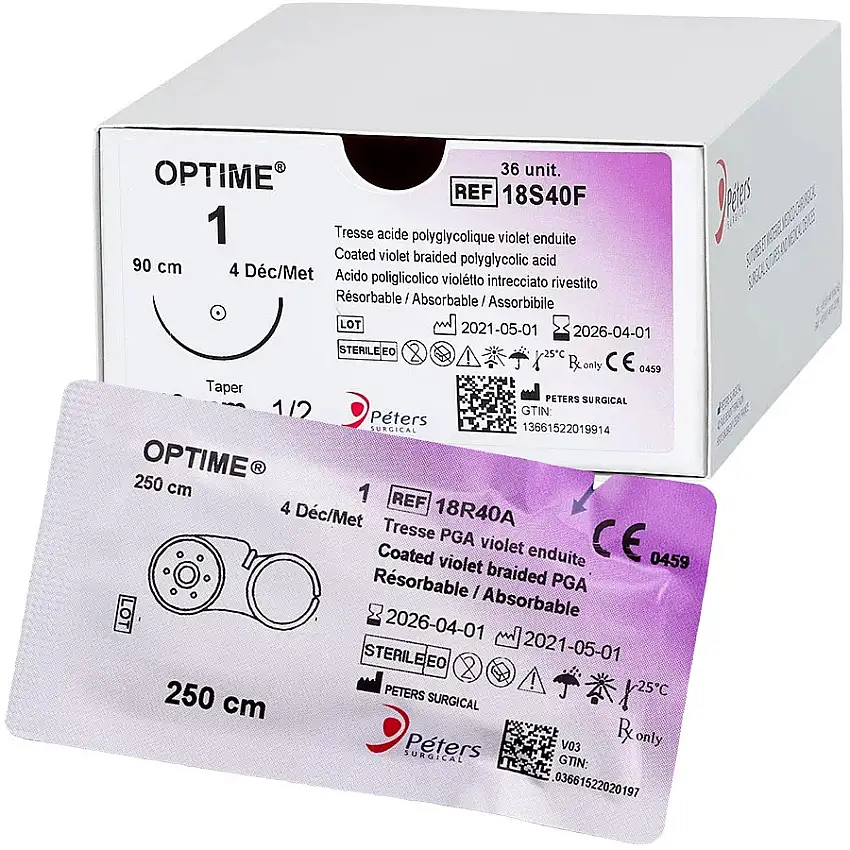 Fil de suture, sutures chirurgicales stériles Optime