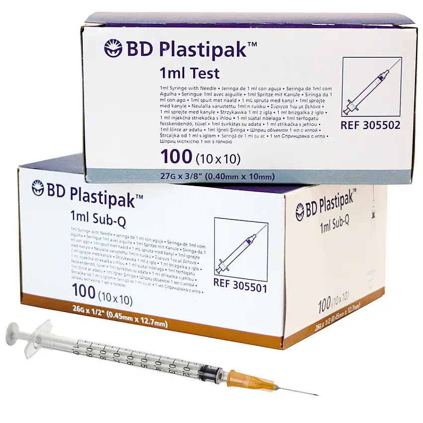 Seringue de précision BD Plastipak Test et Sub-Q