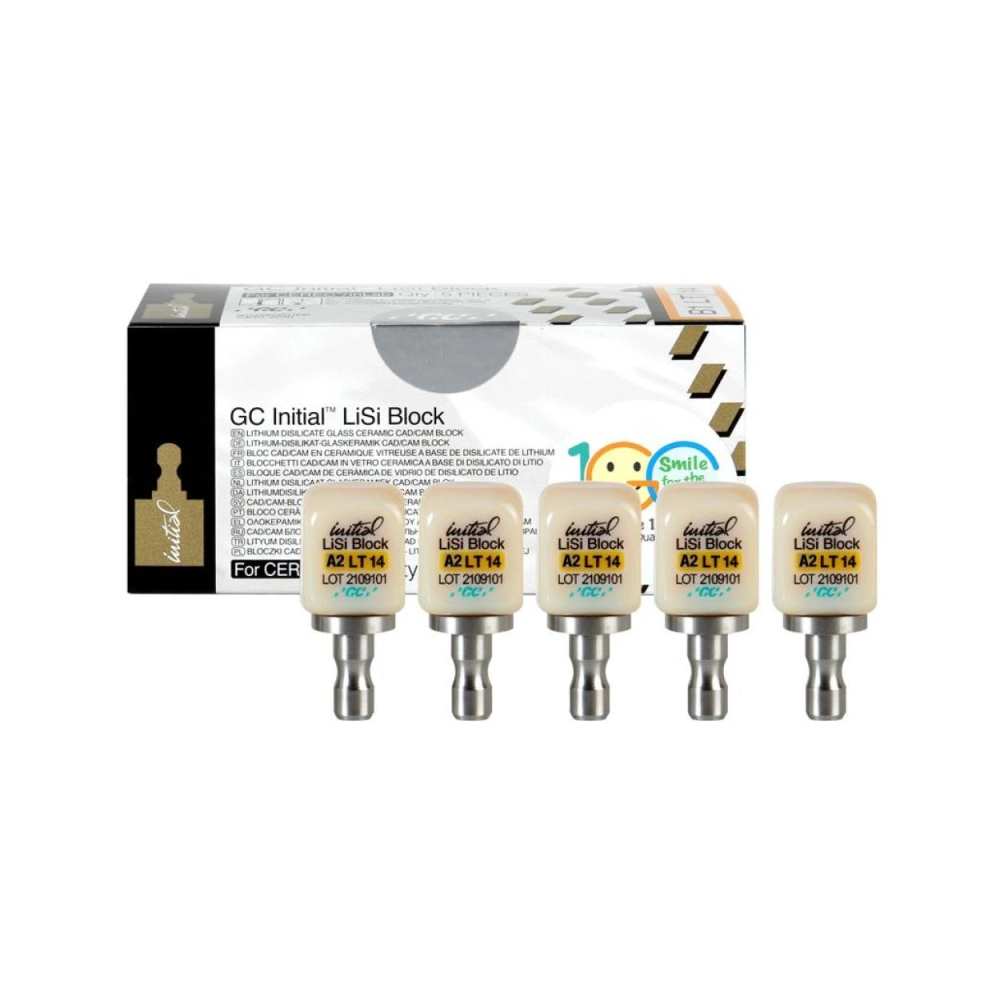 GC Initial LiSi Block CEREC size 14 A2 LT 5 pcs