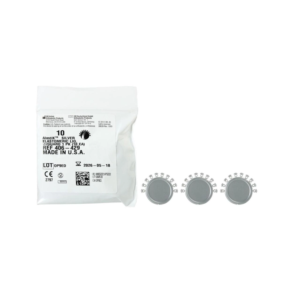 3M Unitek AlastiK Elastomeric Ligature with Guard Silver 10 pcs