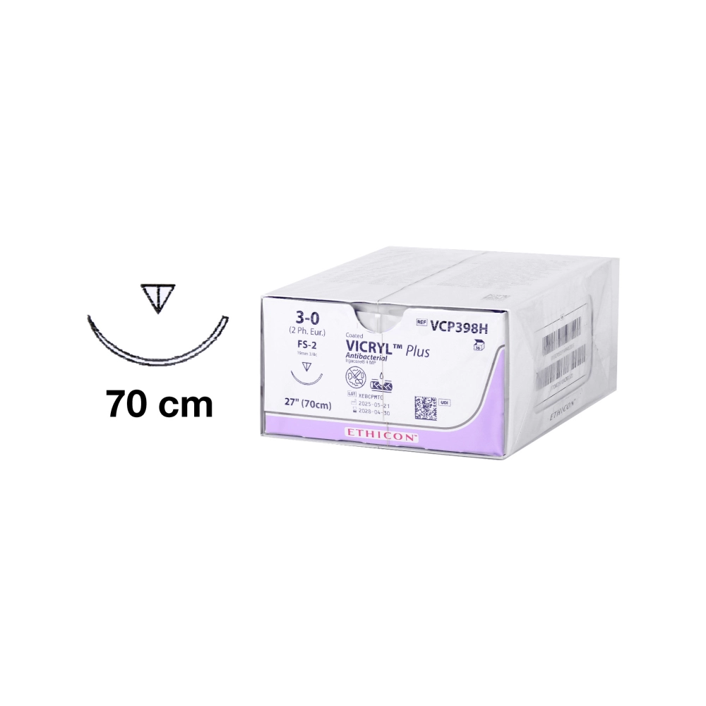 Ethicon Vicryl Plus 3-0 coupante 19 mm  VCP398H 36x70 cm