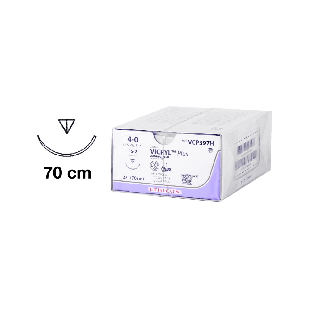 Ethicon Vicryl Plus 4-0 coupante 19 mm VCP3927H 36x70 cm
