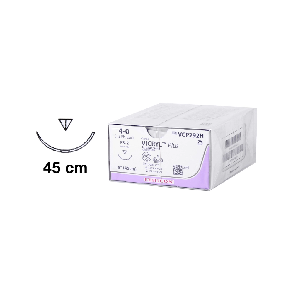 Ethicon Vicryl Plus 4-0 coupante 19 mm VCP292H 36x45 cm