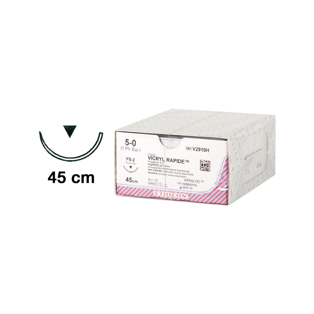 Ethicon Vicryl Rapide 5-0 coupante 19 mm V2910H 36x45 cm