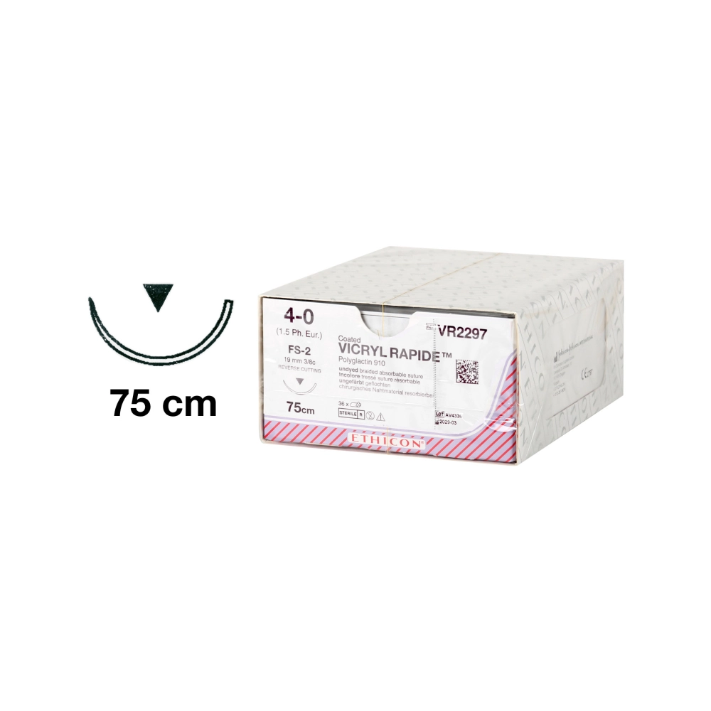 Ethicon Vicryl Rapide 4-0 coupante 19 mm VR2297 36x75 cm