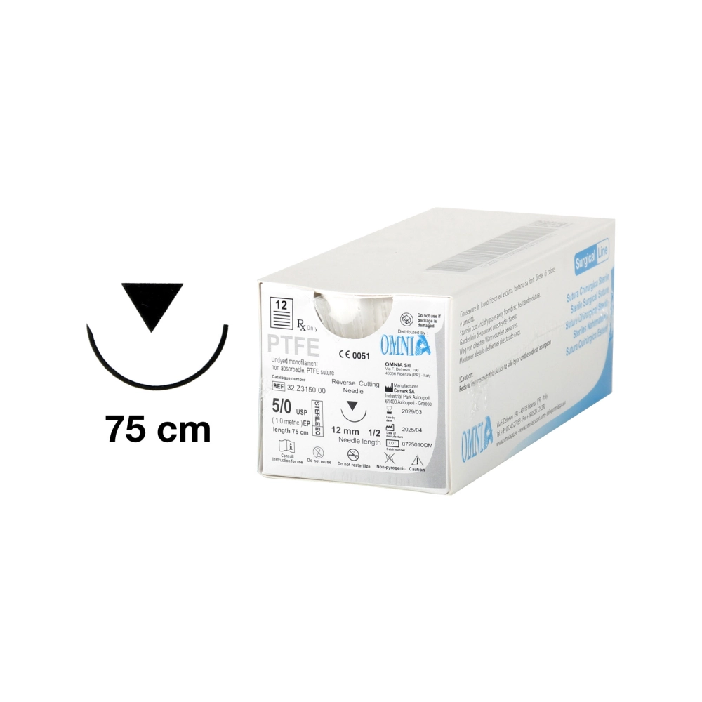 Omnia PTFE Suture 5-0 12 mm ronde 1/2 32.Z3150 12x75 cm