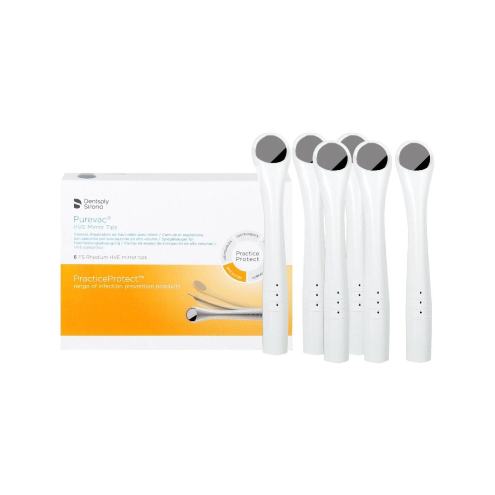 Dentsply Sirona Purevac HVE canules d'aspiration avec miroir FS Rhodium 6 pcs