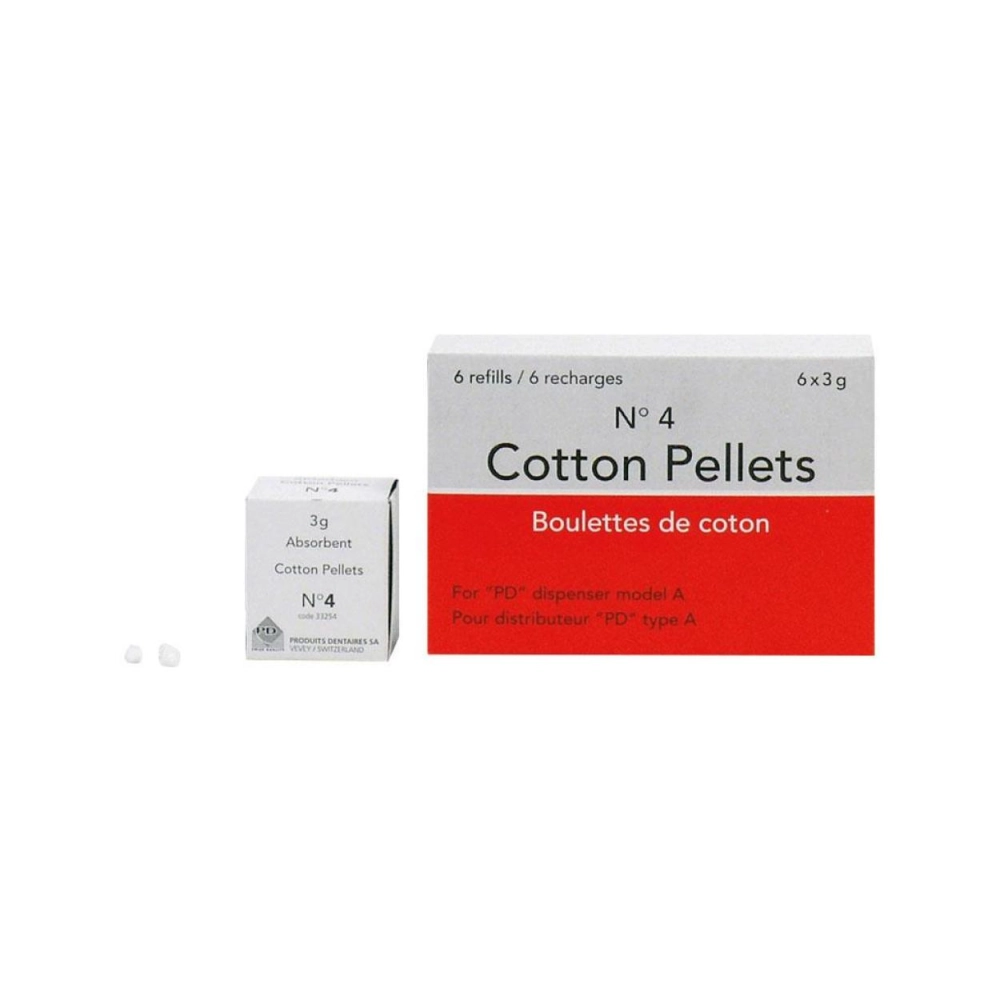 P.D. pellets de coton 3,6 mm no.4 6 ref