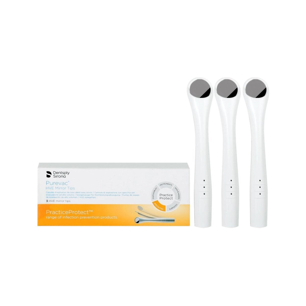 Dentsply Sirona Purevac HVE canules d'aspiration avec miroir FS Rhodium 3 pcs