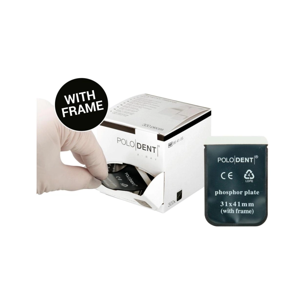 PoloDent Protections plaque au phosphore 2 avec cadre 31x41 mm 300 pcs