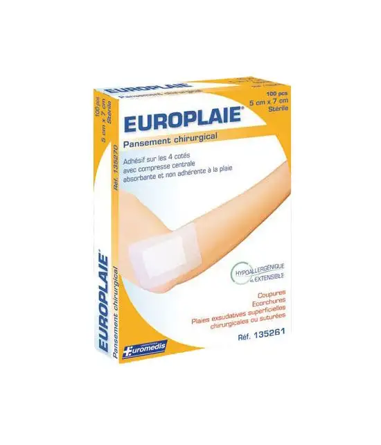 100 Pansements Stériles - 5cm x 7,2cm