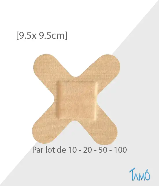 10 PANSEMENTS CROISILLONS - Tissé coton 9.5cm x 9.5cm