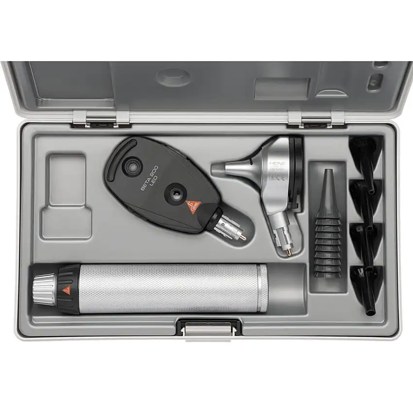 HEINE Optotechnik Set d’otoscope HEINE BETA 200 LED F.O. et ophtalmoscope BETA 200 LED Poignée à batterie BETA