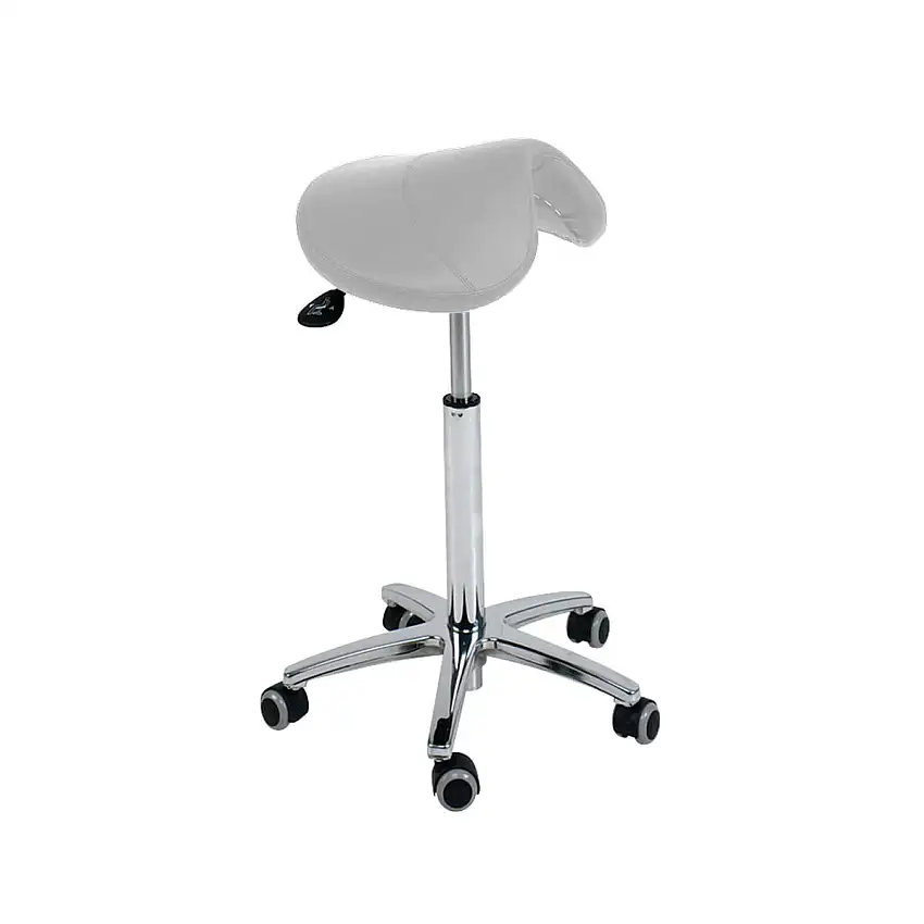 Ecopostural Tabouret à roulettes avec assise en forme de selle Gris