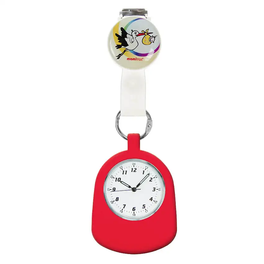 Kimetec Montre infirmière CBC CLIPwatch Rouge, Cigogne