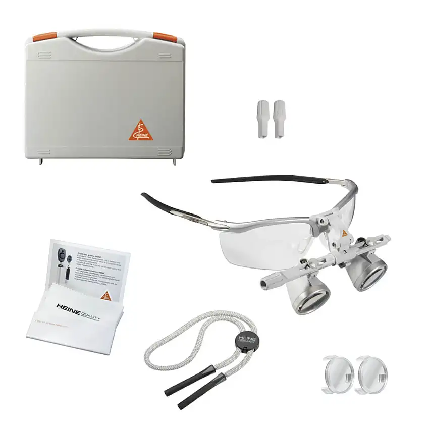 HEINE Optotechnik Loupes binoculaires HEINE HR 2.5x High Resolution sur monture de lunettes S-Frame 340 mm