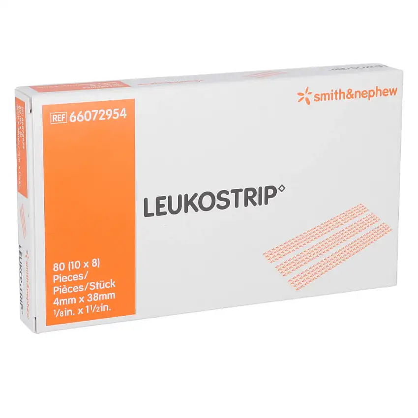 Smith & Nephew Bandes pour suture cutanée LEUKOSTRIP 38 x 4 mm, 10 enveloppes de 8 bandes