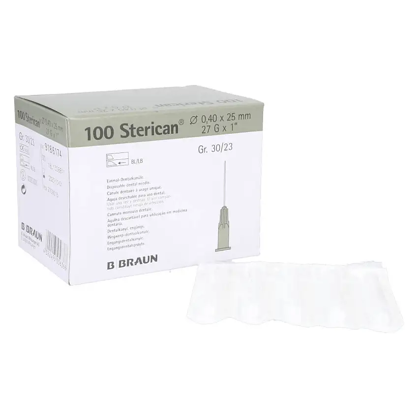 B. Braun Aiguilles pour l’anesthésie dentaire Sterican G 27 x 1", gris