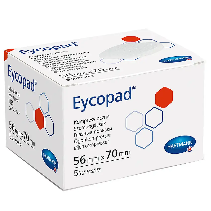HARTMANN Compresses ophtalmiques Eycopad Non stérile, 56 x 70 mm – 5 pièces