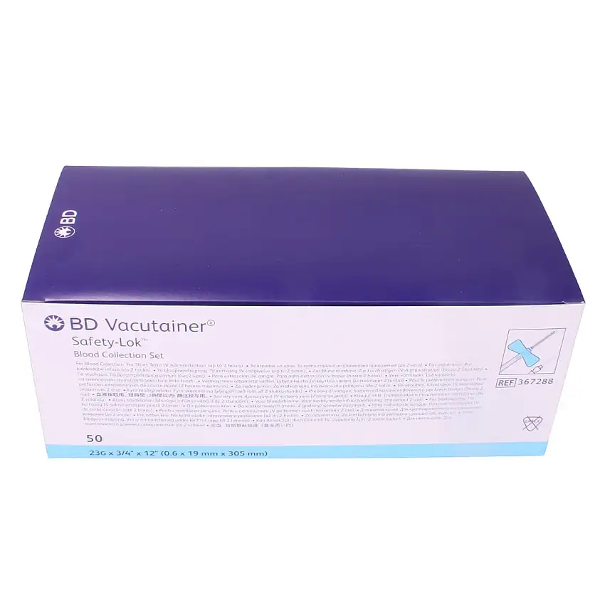 BD Kit de prélèvement sanguin Vacutainer Safety-Lok G 23, bleu clair, 30 cm
