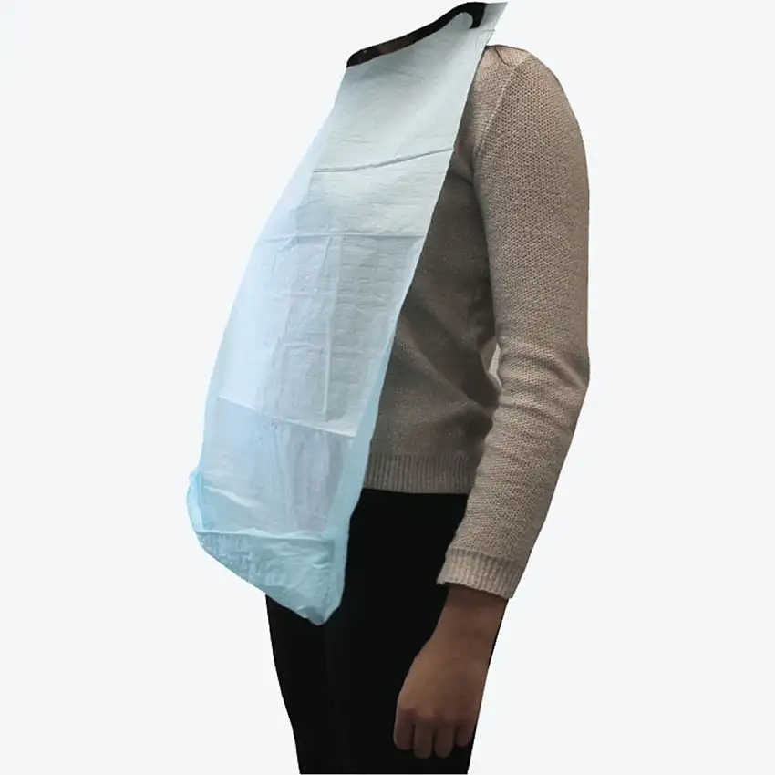 Bavoir jetable adultes - Avec poche - 38 x 68 cm - Boîte de 100 - Raffin