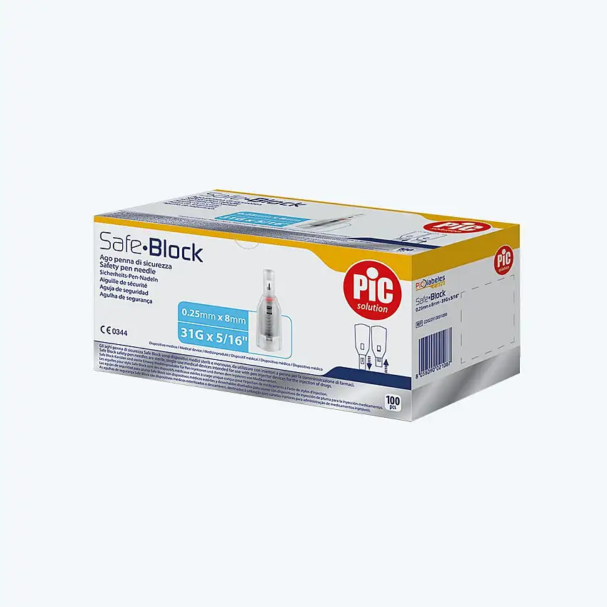 Aiguille insuline sécurisée - Safe Block - Boîte de 100 - PIC Solution