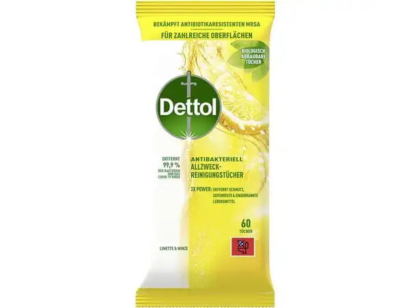 Dettol Allzweck-Reinigungstücher Limette & Minze 60 Stück