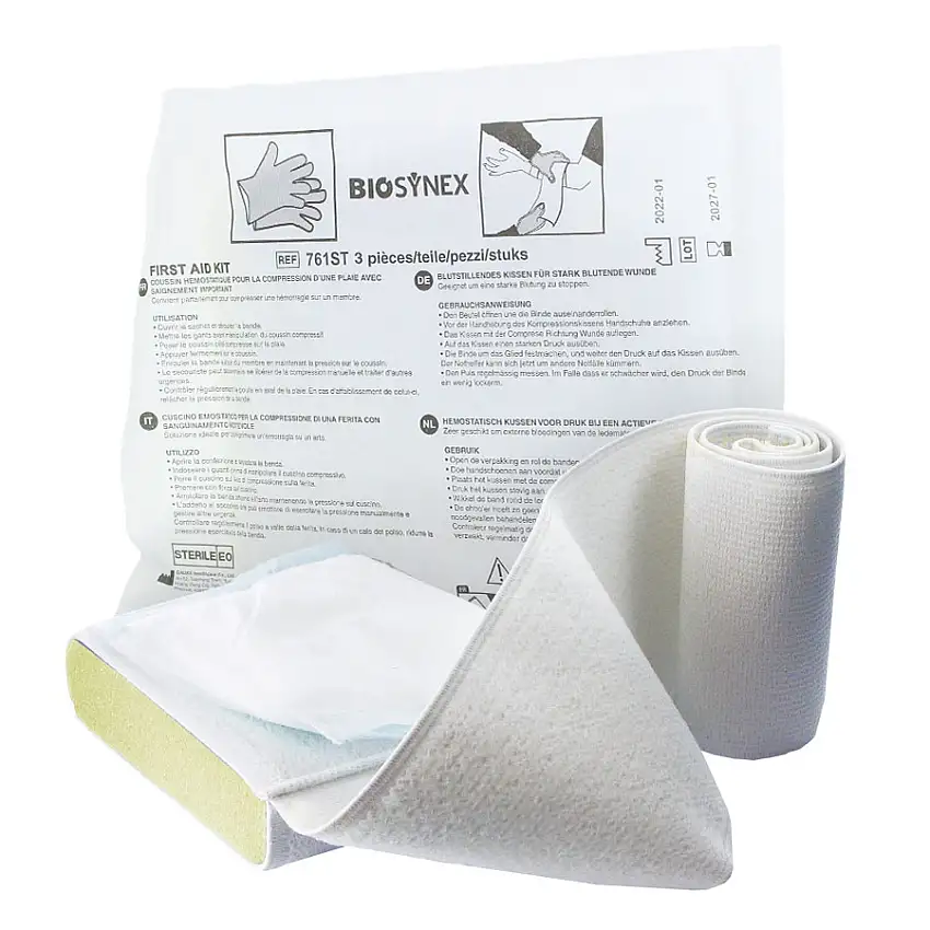 Coussin compressif hémostatique pour hémorragies ou plaies