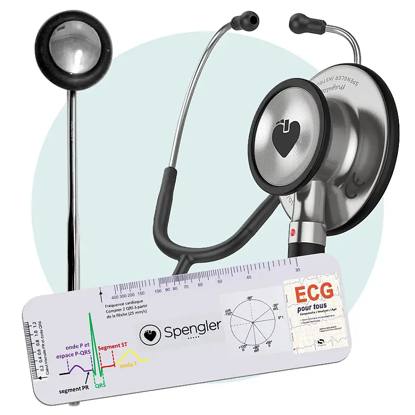 Kit médecin Spengler : Magister II silver + marteau Babinski + réglette ECG