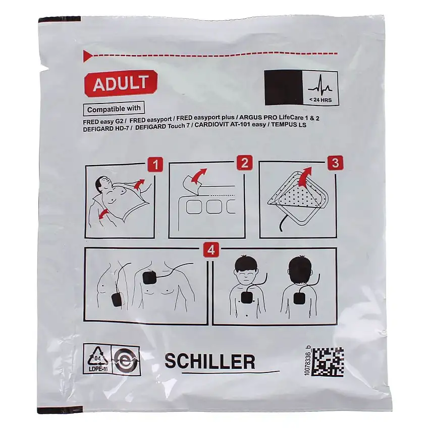 SCHILLER Électrodes pour défibrillateur FRED easyport, easyport plus & PA-1 Électrodes pour adultes