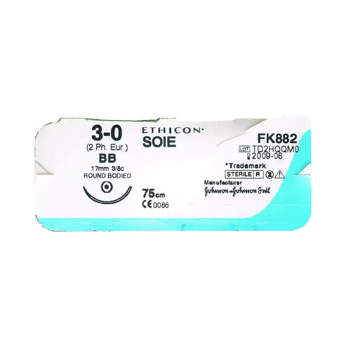Suture Soie 3-0 19Mm 3/8 Tr.75 Cm Noire 36pcs