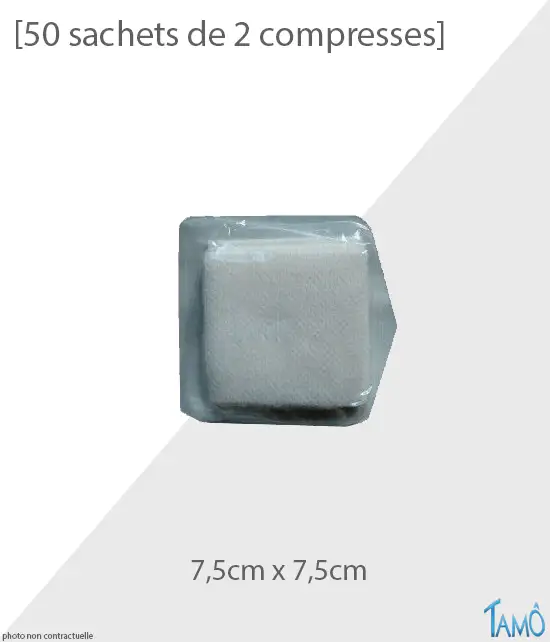 50 SACHETS DE 2 COMPRESSES - 7.5cm x 7.5cm