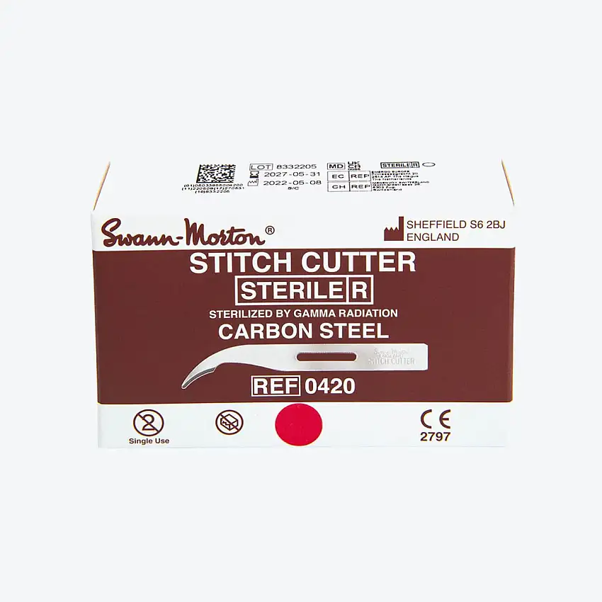 Lame coupe fils - Stérile - Court 6,5 cm - Boîte de 100 - Swann Morton