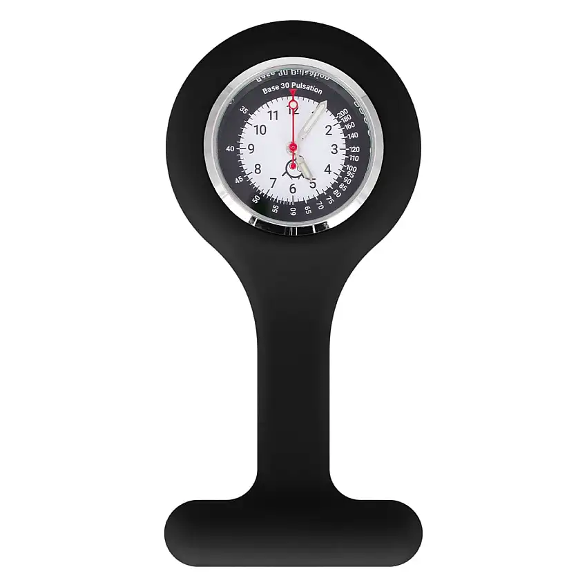 DocCheck Tools Montre infirmière en silicone avec clip « Tic » Noir
