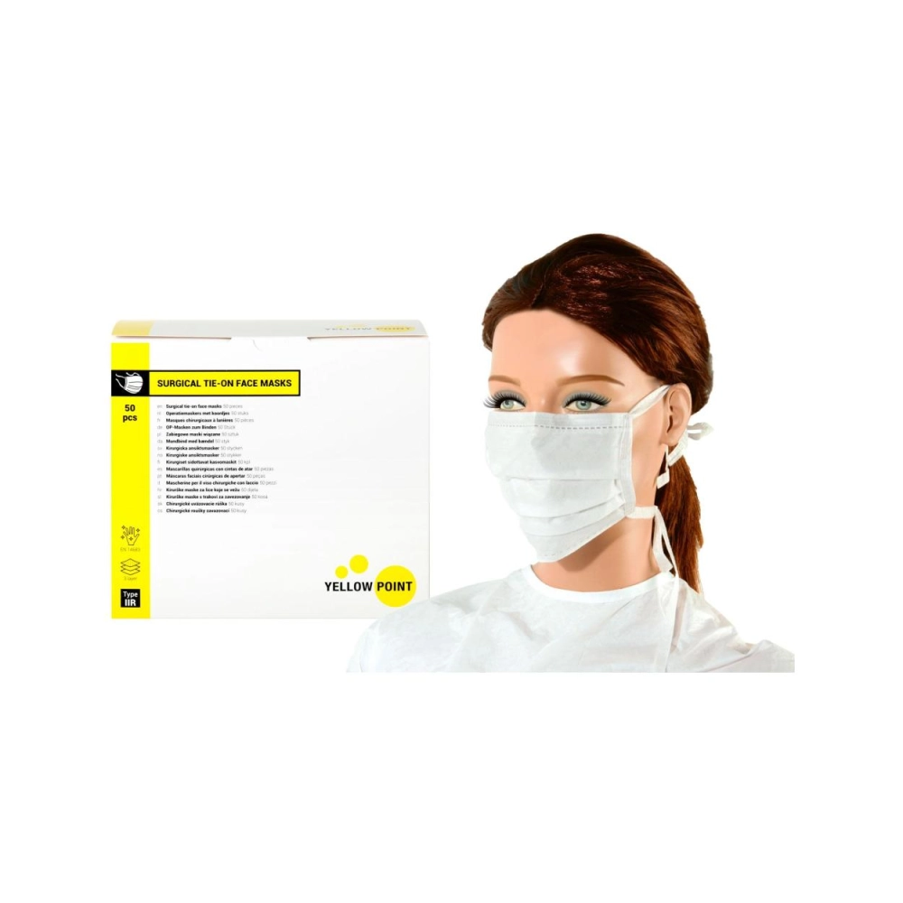 Y.P. masques Type IIR avec cordelettes blanc 50 pcs