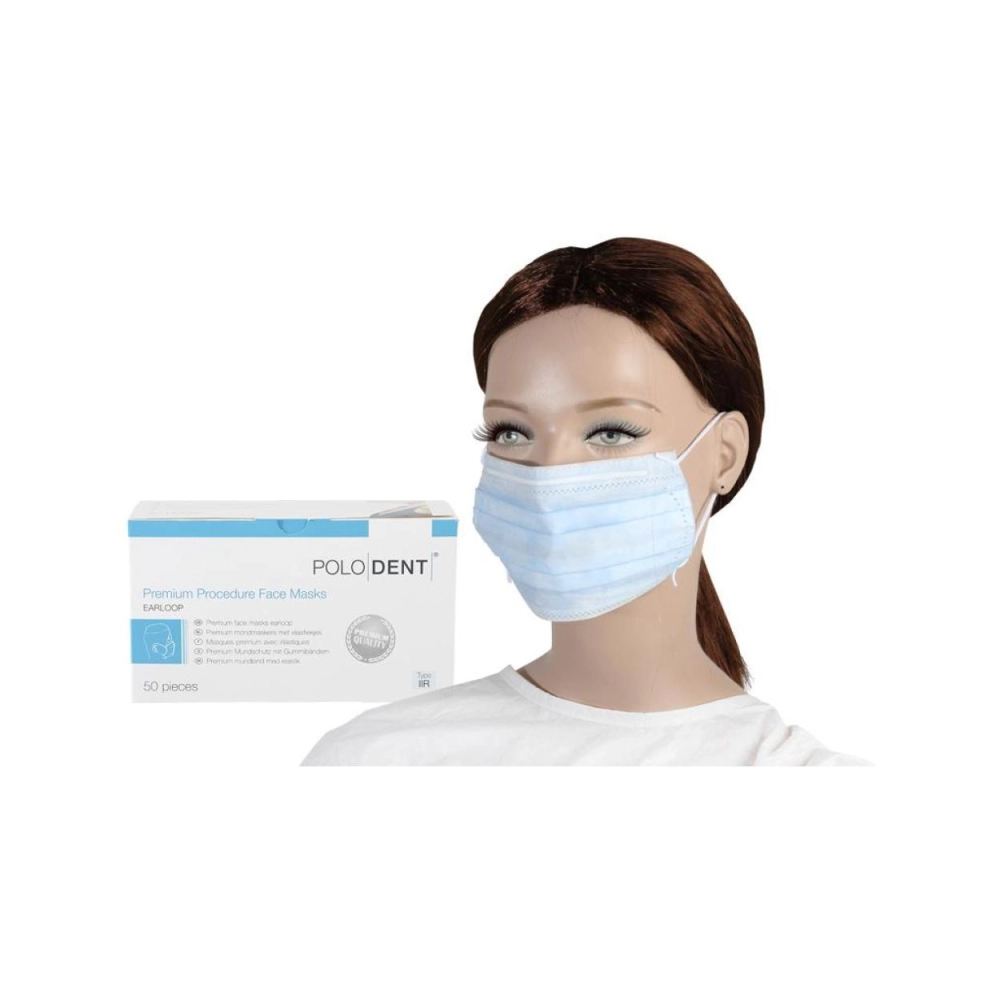 PoloD./ Kolmi masques Type IIR avec élastiques bleu 50 pcs