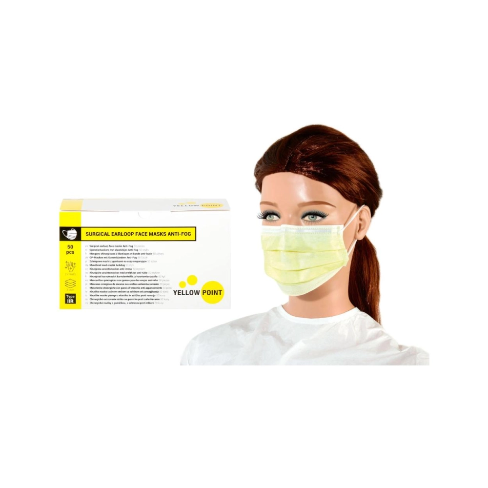 Y.P. masques Type IIR Anti-Fog avec élast jaune 50 pcs