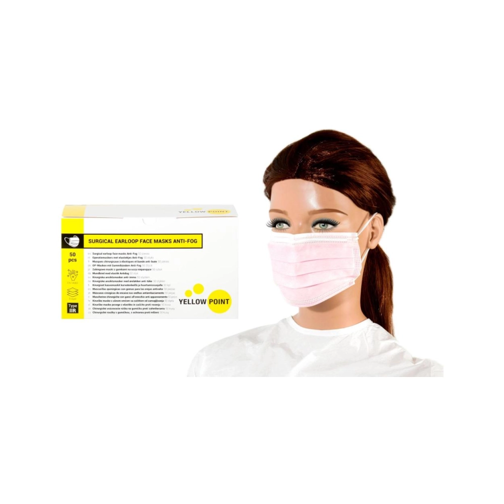 Y.P. masques Type IIR Anti-Fog avec élast. rose 50 pcs