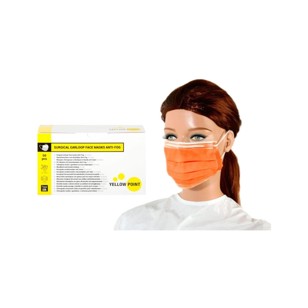 Y.P. masques Type IIR Anti-Fog élastiques orange 50 pcs