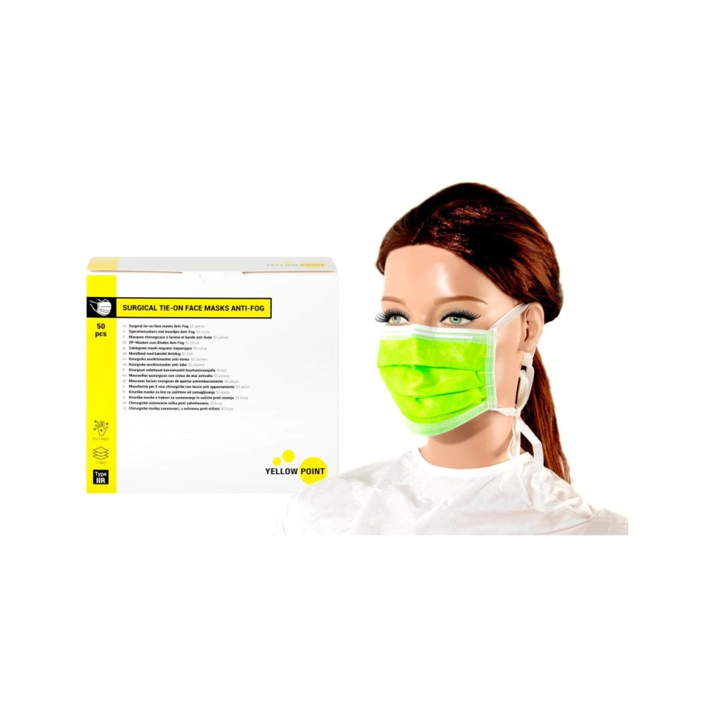 Y.P. masques Type IIR Anti-Fog avec cord. lime 50 pcs