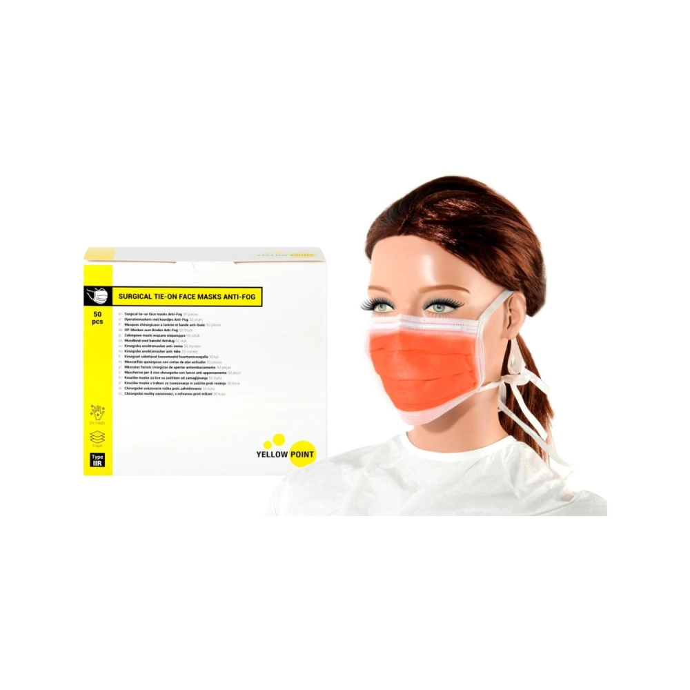 Y.P. masques Type IIR Anti-Fog avec cord. orange 50 pcs