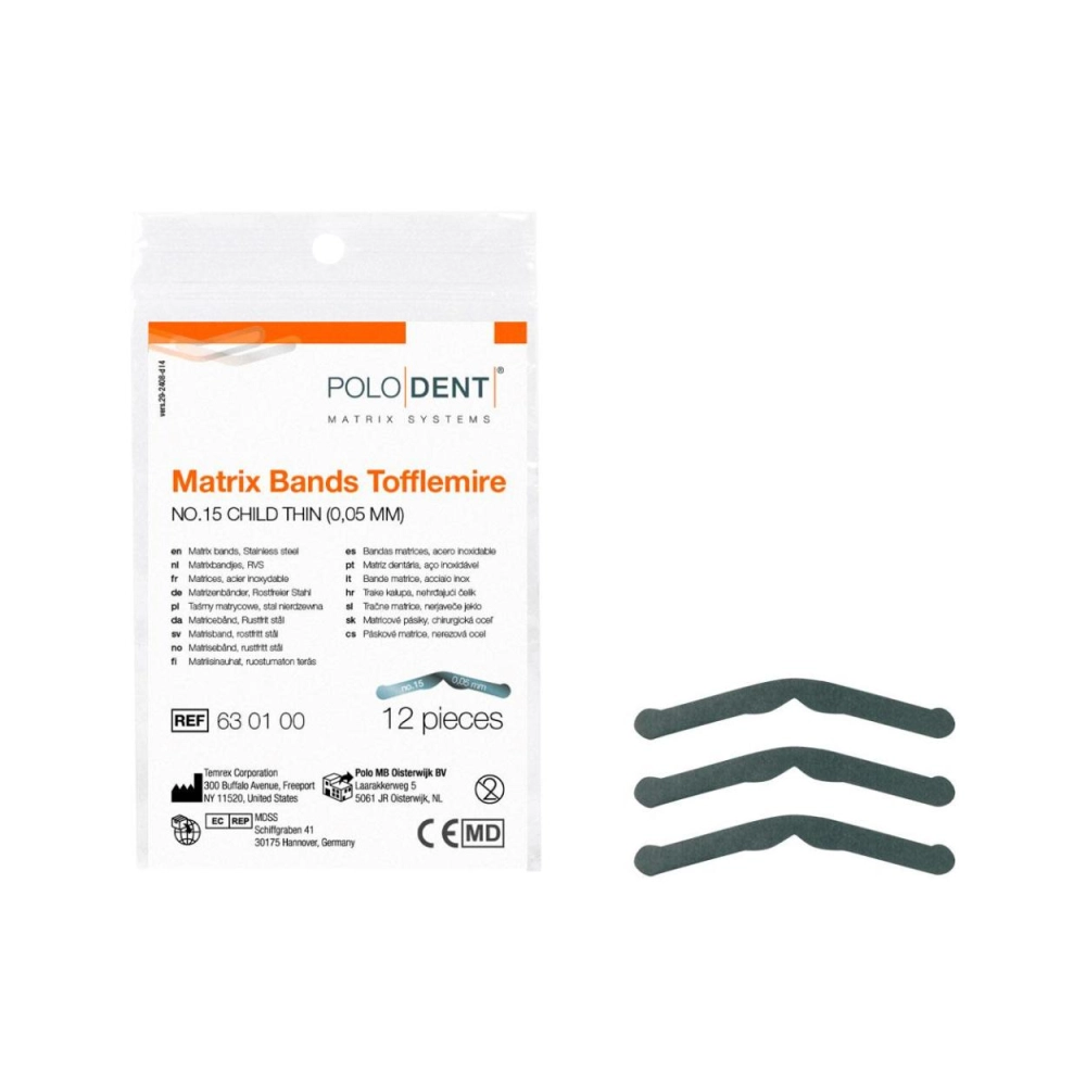 PoloDent Matrices no. 15Tofflemire fin 0,05 mm 12 pcs